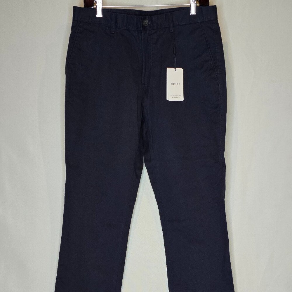 Reiss Pitch Slim Fit Washed Cotton Blend Chinos in Navy, various sizes, NWT